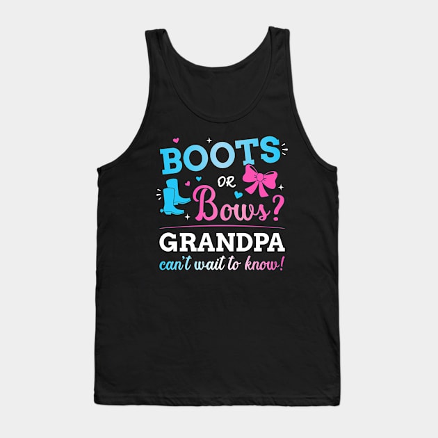 Gender reveal boots or bows grandpa matching baby party Tank Top by Designzz